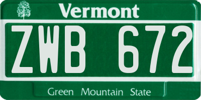 VT license plate ZWB672