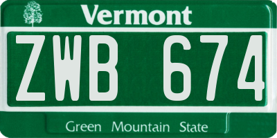 VT license plate ZWB674