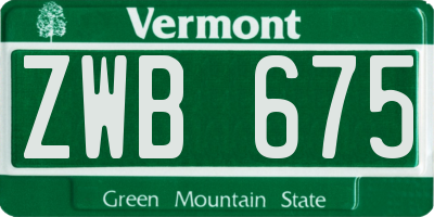 VT license plate ZWB675