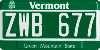 VT license plate ZWB677