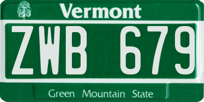 VT license plate ZWB679