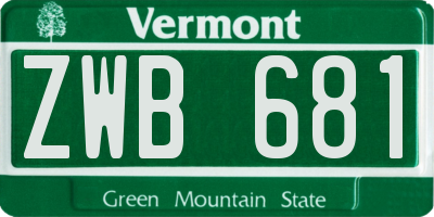 VT license plate ZWB681