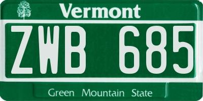 VT license plate ZWB685