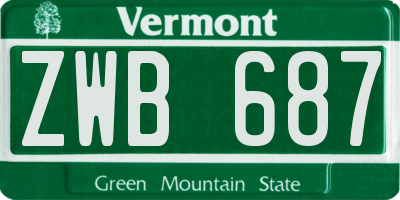 VT license plate ZWB687