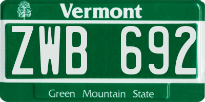 VT license plate ZWB692