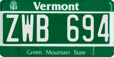 VT license plate ZWB694