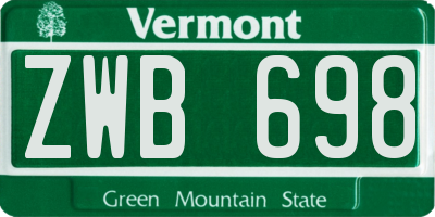 VT license plate ZWB698