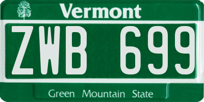VT license plate ZWB699