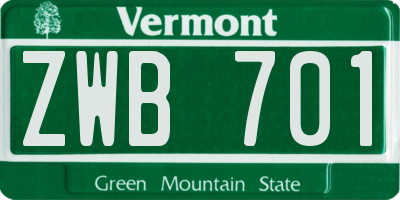 VT license plate ZWB701