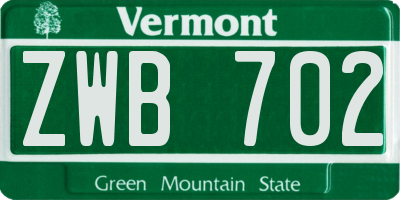 VT license plate ZWB702