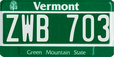 VT license plate ZWB703