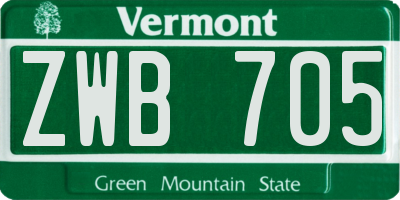 VT license plate ZWB705