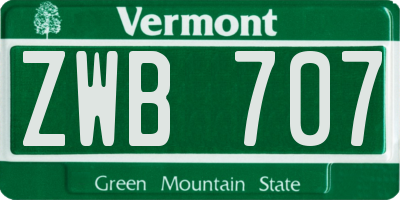 VT license plate ZWB707
