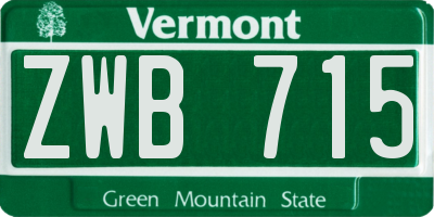 VT license plate ZWB715