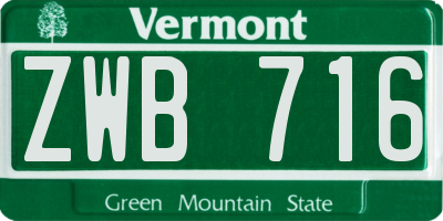 VT license plate ZWB716