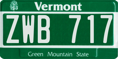 VT license plate ZWB717