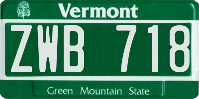 VT license plate ZWB718