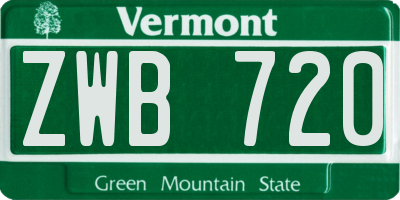 VT license plate ZWB720