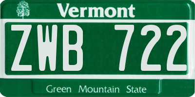 VT license plate ZWB722