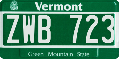 VT license plate ZWB723