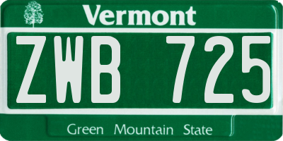 VT license plate ZWB725