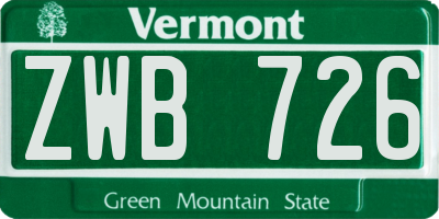 VT license plate ZWB726