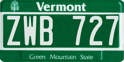 VT license plate ZWB727