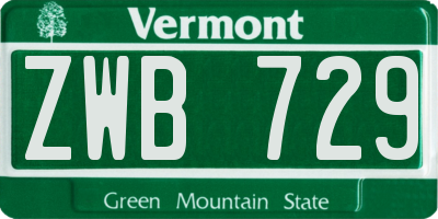 VT license plate ZWB729