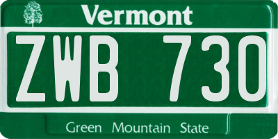 VT license plate ZWB730