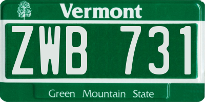 VT license plate ZWB731