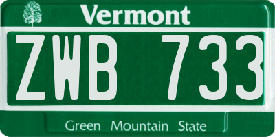 VT license plate ZWB733