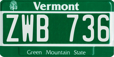 VT license plate ZWB736