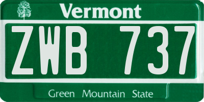 VT license plate ZWB737