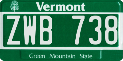 VT license plate ZWB738