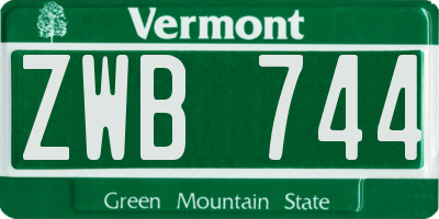 VT license plate ZWB744