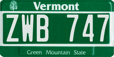 VT license plate ZWB747