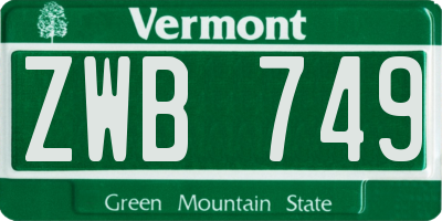 VT license plate ZWB749