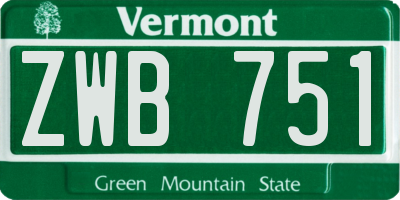 VT license plate ZWB751