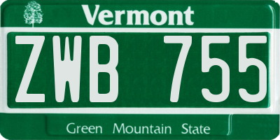 VT license plate ZWB755