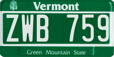 VT license plate ZWB759