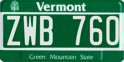 VT license plate ZWB760