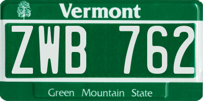 VT license plate ZWB762