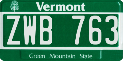 VT license plate ZWB763
