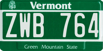VT license plate ZWB764