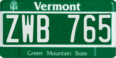 VT license plate ZWB765