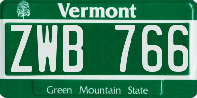 VT license plate ZWB766