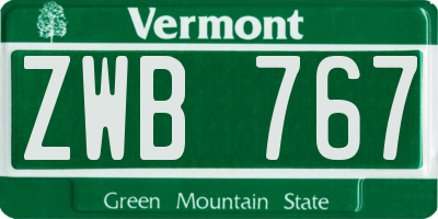 VT license plate ZWB767