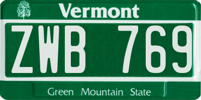 VT license plate ZWB769
