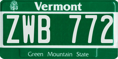VT license plate ZWB772