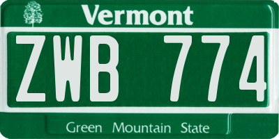 VT license plate ZWB774